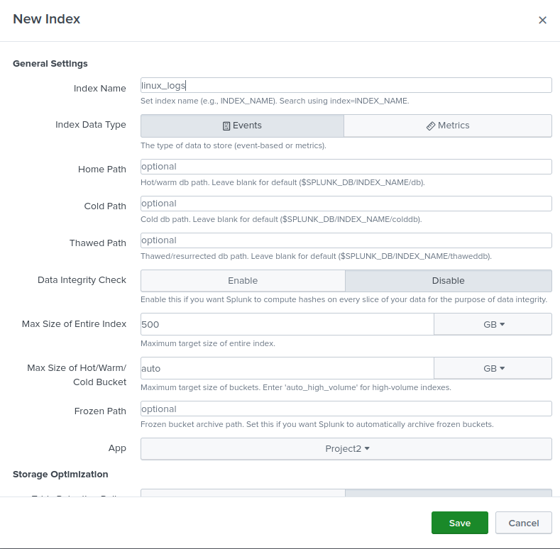 Splunk linux_logs Index