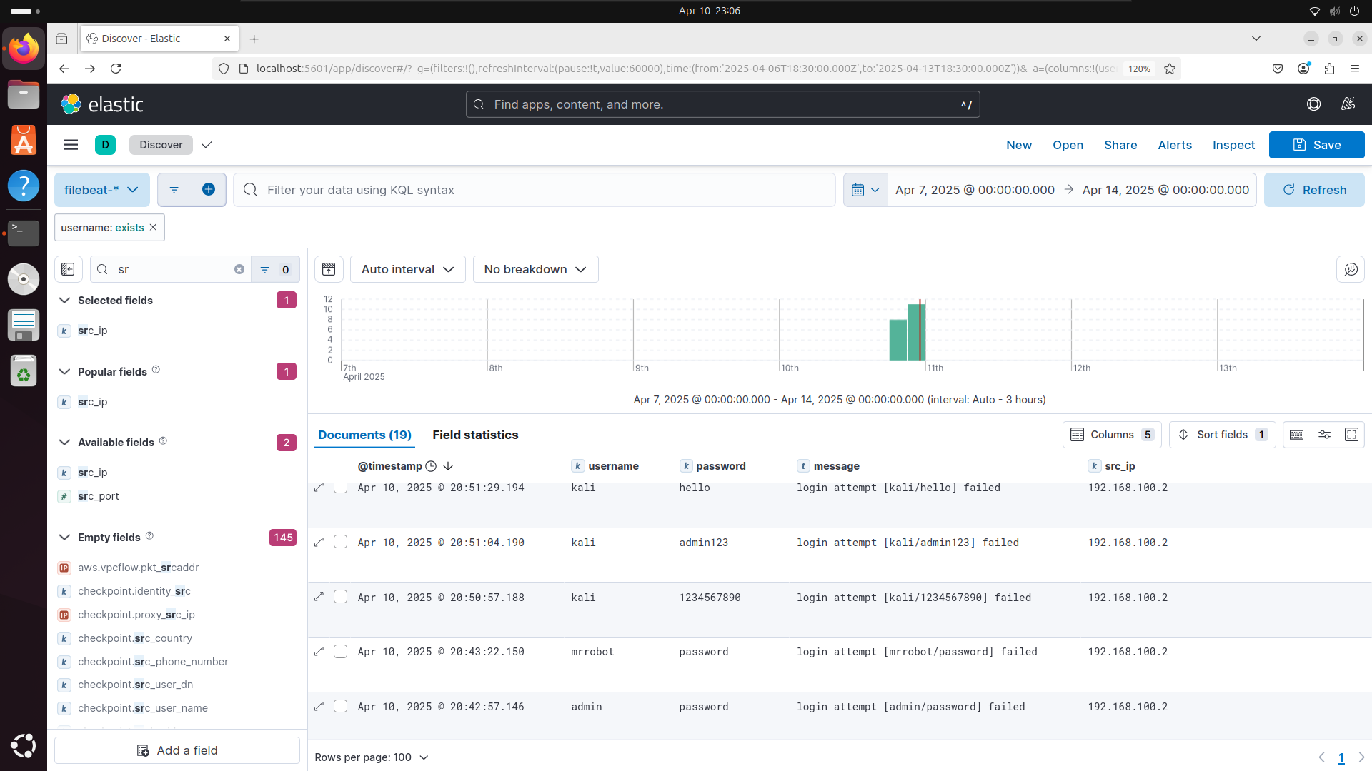 SIEM alert logs showing SSH brute force attempts