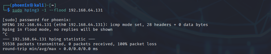 Snort alert for ICMP flood (hping3)