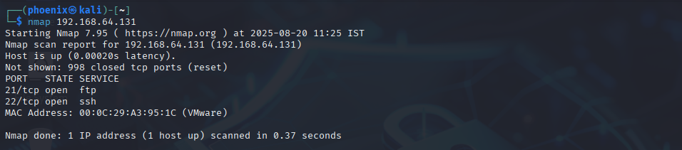 Snort alert for Nmap SYN scan detection